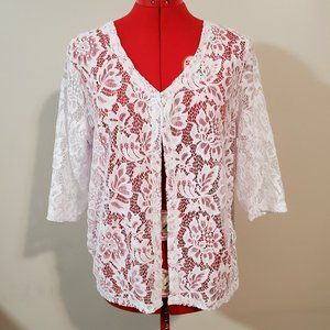 “Bon Worth” White Lace Cardigan – Size XSP